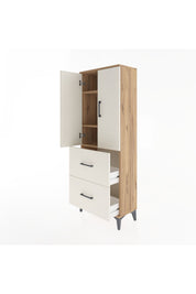 Arges Dolap 3 Raflı 2 Çekmeceli 2 Kapaklı 60x30x163 Çam-Aytaşı