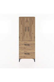 Arges Dolap 3 Raflı 2 Çekmeceli 2 Kapaklı 60x30x163 Çam-Çam