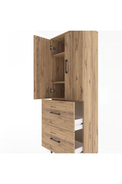 Arges Dolap 3 Raflı 2 Çekmeceli 2 Kapaklı 60x30x163 Çam-Çam