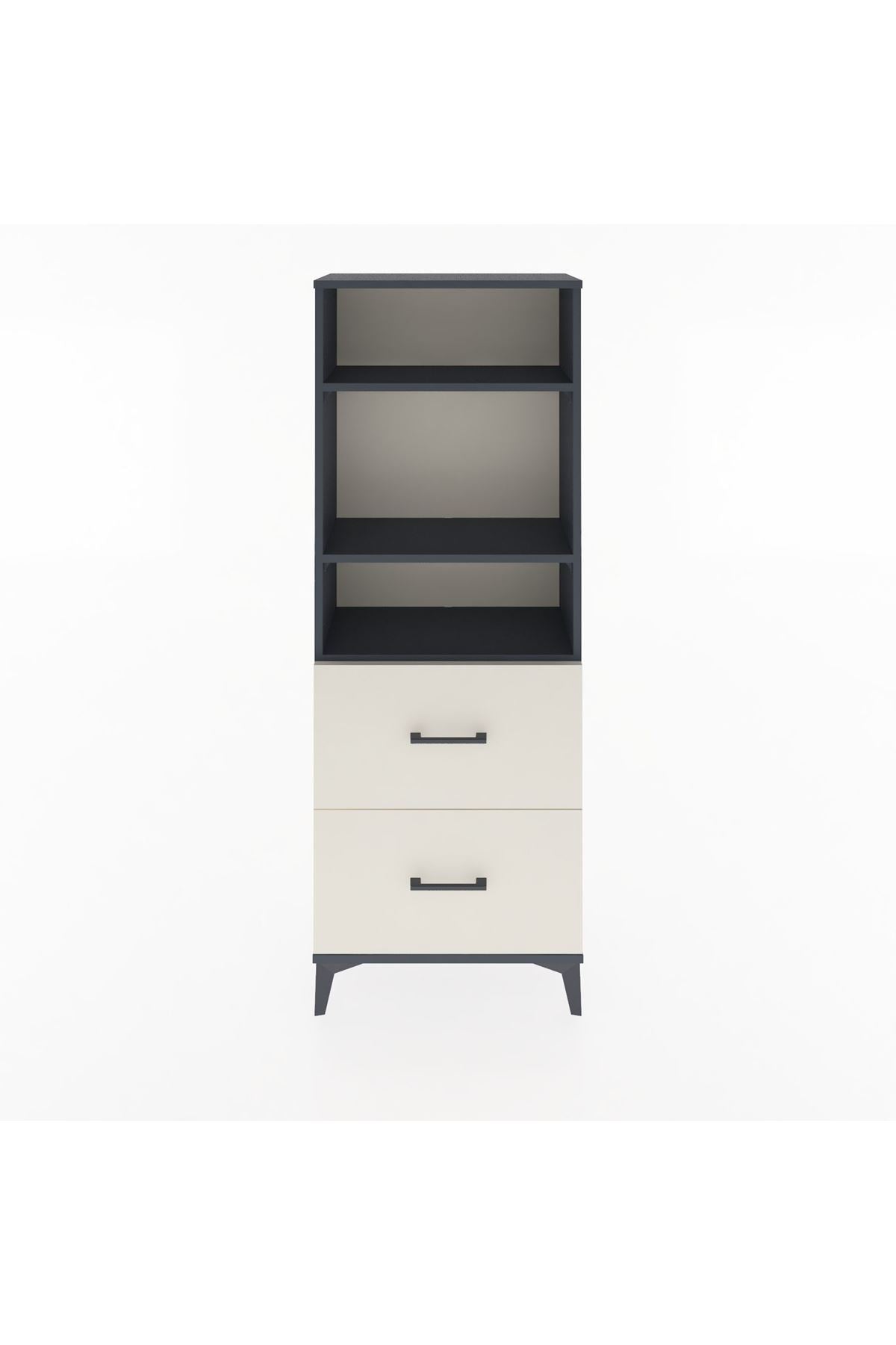 Arges Dolap 3 Raflı 2 Çekmeceli 60x30x163 Antrasit-Aytaşı