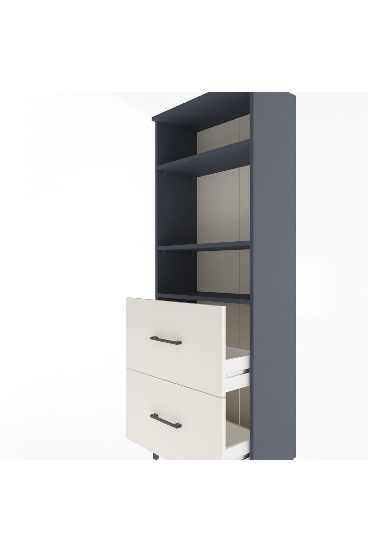 Arges Dolap 3 Raflı 2 Çekmeceli 60x30x163 Antrasit-Aytaşı