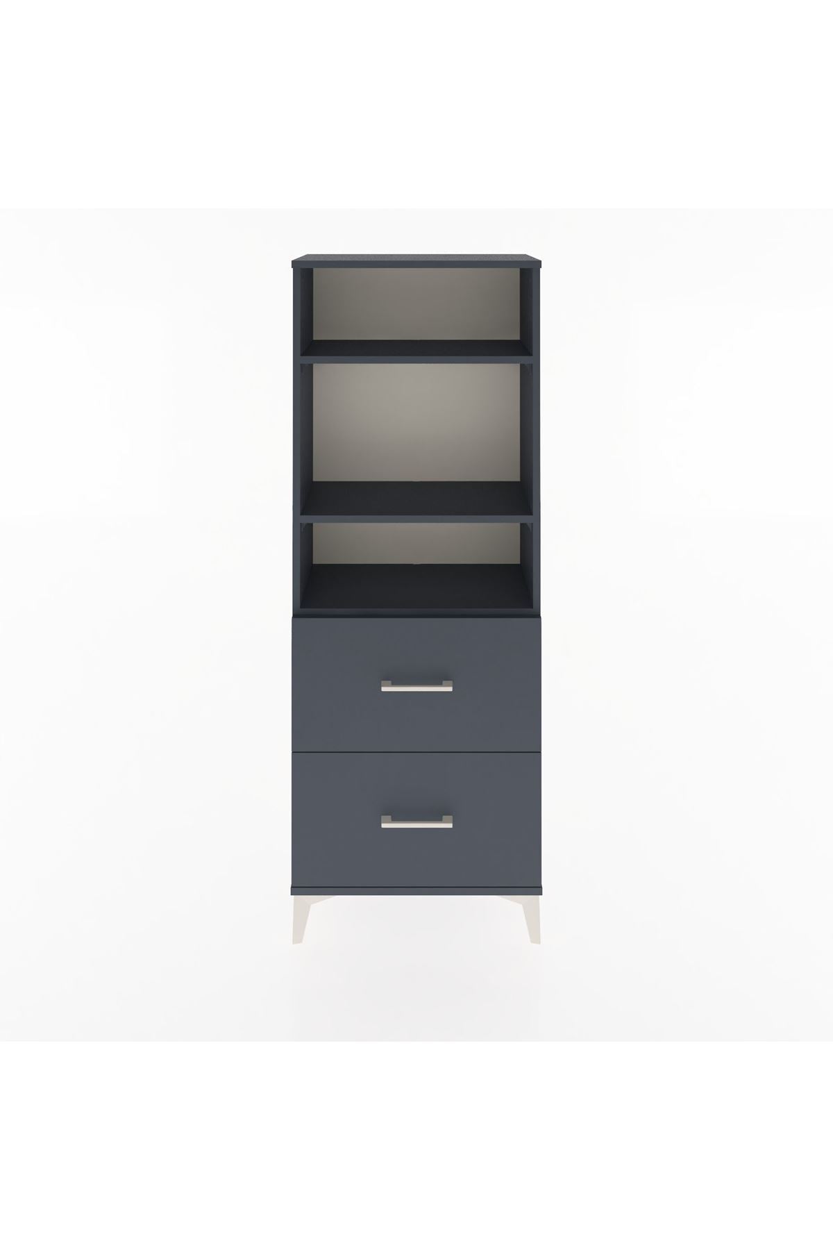 Arges Dolap 3 Raflı 2 Çekmeceli 60x30x163 Antrasit-Antrasit