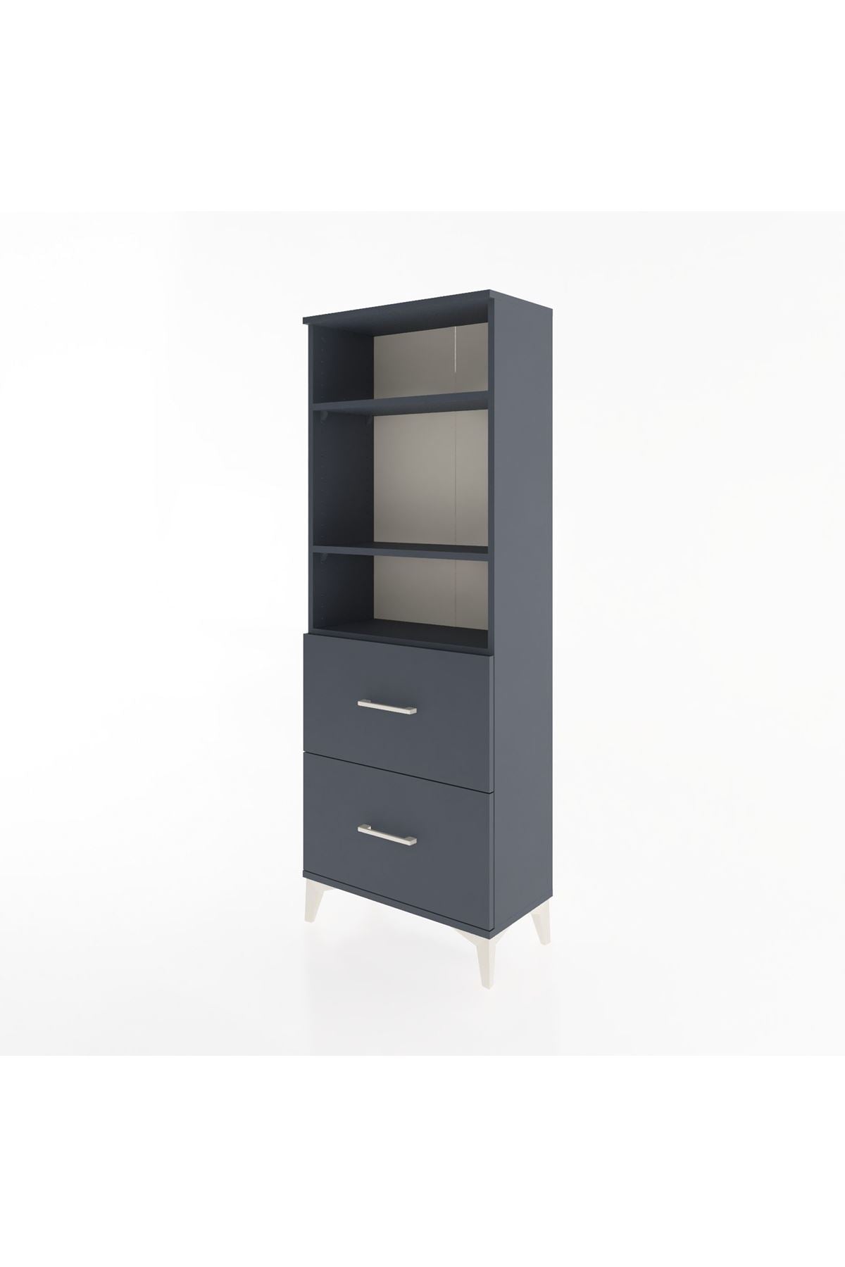 Arges Dolap 3 Raflı 2 Çekmeceli 60x30x163 Antrasit-Antrasit