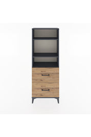 Arges Dolap 3 Raflı 2 Çekmeceli 60x30x163 Antrasit-Çam