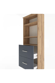 Arges Dolap 3 Raflı 2 Çekmeceli 60x30x163 Çam-Antrasit