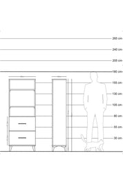 Arges Dolap 3 Raflı 2 Çekmeceli 60x30x163 Çam-Antrasit