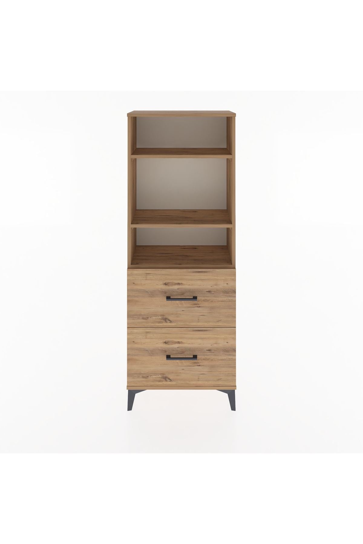 Arges Dolap 3 Raflı 2 Çekmeceli 60x30x163 Çam-Çam