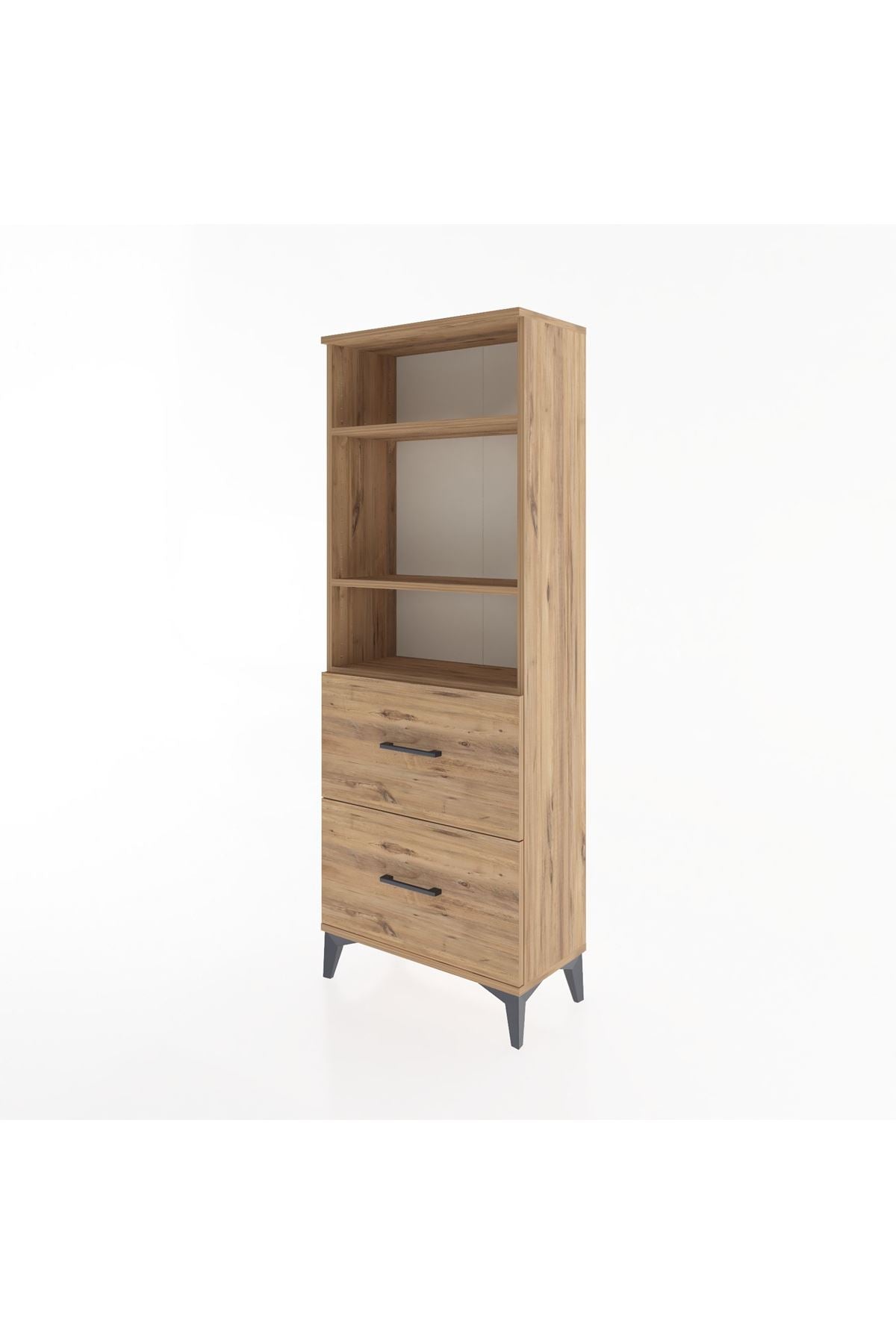 Arges Dolap 3 Raflı 2 Çekmeceli 60x30x163 Çam-Çam