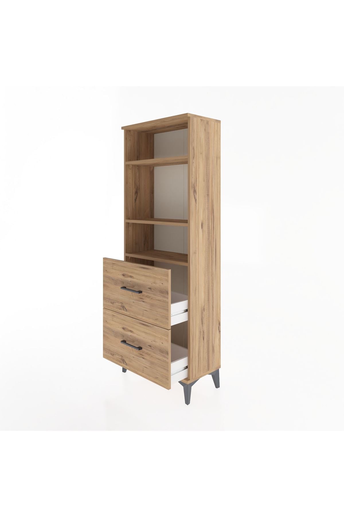 Arges Dolap 3 Raflı 2 Çekmeceli 60x30x163 Çam-Çam