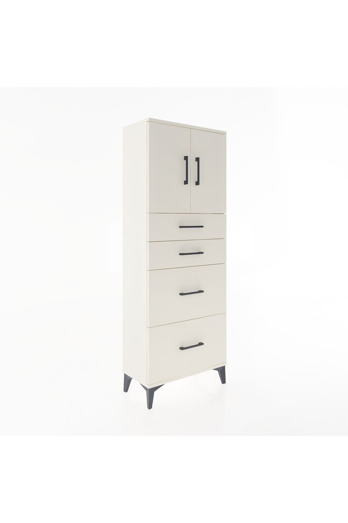 Arges Dolap 2 Raflı 4 Çekmeceli 2 Kapaklı 60x30x163 Aytaşı-Aytaşı