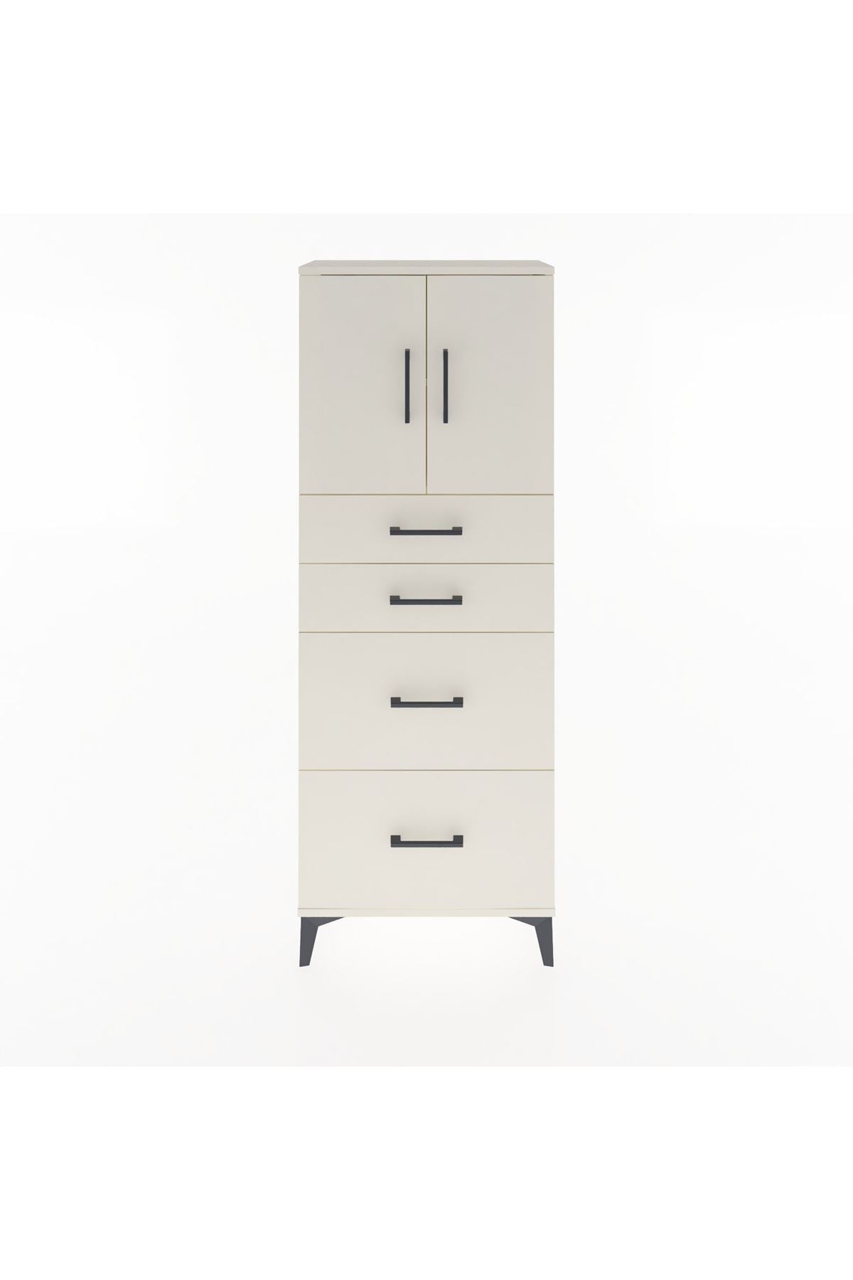 Arges Dolap 2 Raflı 4 Çekmeceli 2 Kapaklı 60x30x163 Aytaşı-Aytaşı