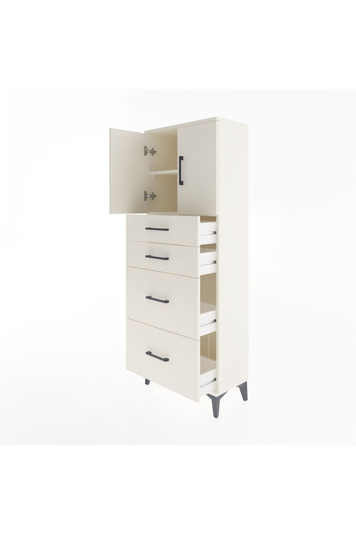 Arges Dolap 2 Raflı 4 Çekmeceli 2 Kapaklı 60x30x163 Aytaşı-Aytaşı