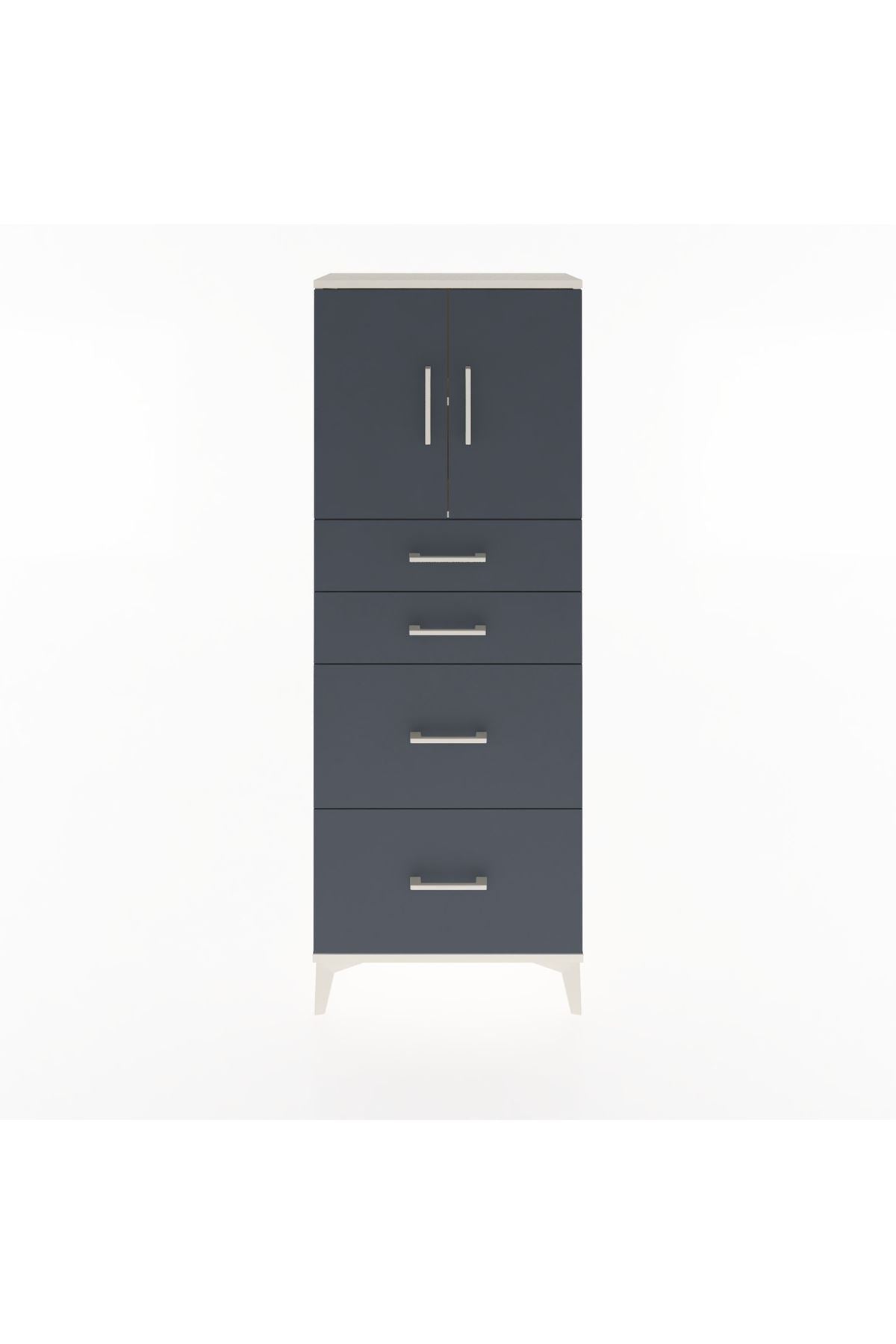 Arges Dolap 2 Raflı 4 Çekmeceli 2 Kapaklı 60x30x163 Aytaşı-Antrasit