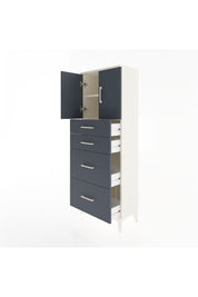 Arges Dolap 2 Raflı 4 Çekmeceli 2 Kapaklı 60x30x163 Aytaşı-Antrasit