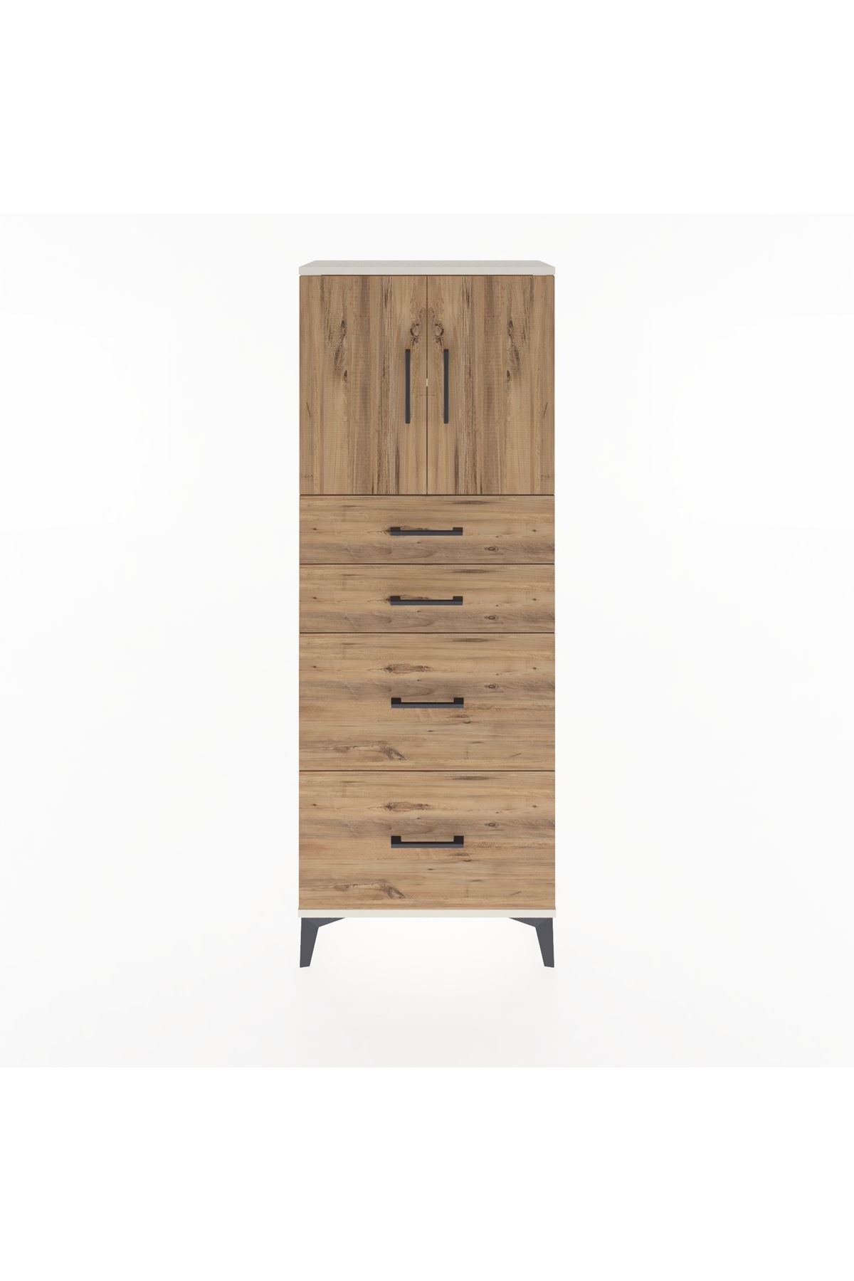 Arges Dolap 2 Raflı 4 Çekmeceli 2 Kapaklı 60x30x163 Aytaşı-Çam