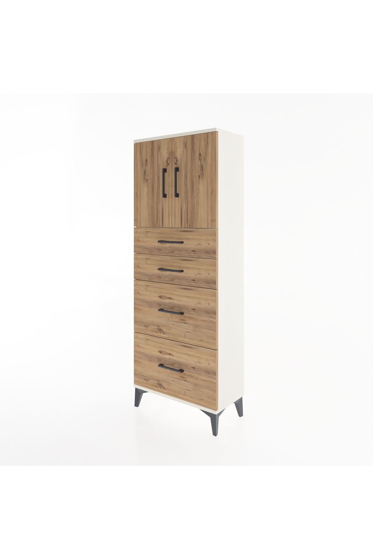 Arges Dolap 2 Raflı 4 Çekmeceli 2 Kapaklı 60x30x163 - S20M065V3A