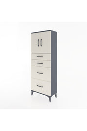 Arges Dolap 2 Raflı 4 Çekmeceli 2 Kapaklı 60x30x163 Antrasit-Aytaşı