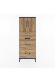 Arges Dolap 2 Raflı 4 Çekmeceli 2 Kapaklı 60x30x163 Antrasit-Çam