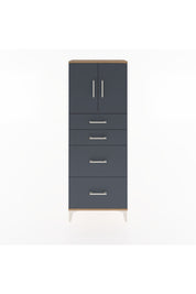 Arges Dolap 2 Raflı 4 Çekmeceli 2 Kapaklı 60x30x163 Çam-Antrasit