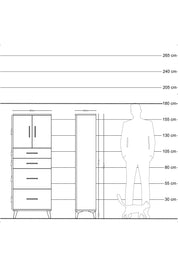 Arges Dolap 2 Raflı 4 Çekmeceli 2 Kapaklı 60x30x163 Çam-Antrasit