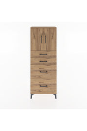Arges Dolap 2 Raflı 4 Çekmeceli 2 Kapaklı 60x30x163 Çam-Çam