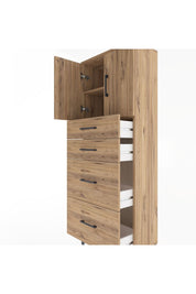 Arges Dolap 2 Raflı 4 Çekmeceli 2 Kapaklı 60x30x163 Çam-Çam