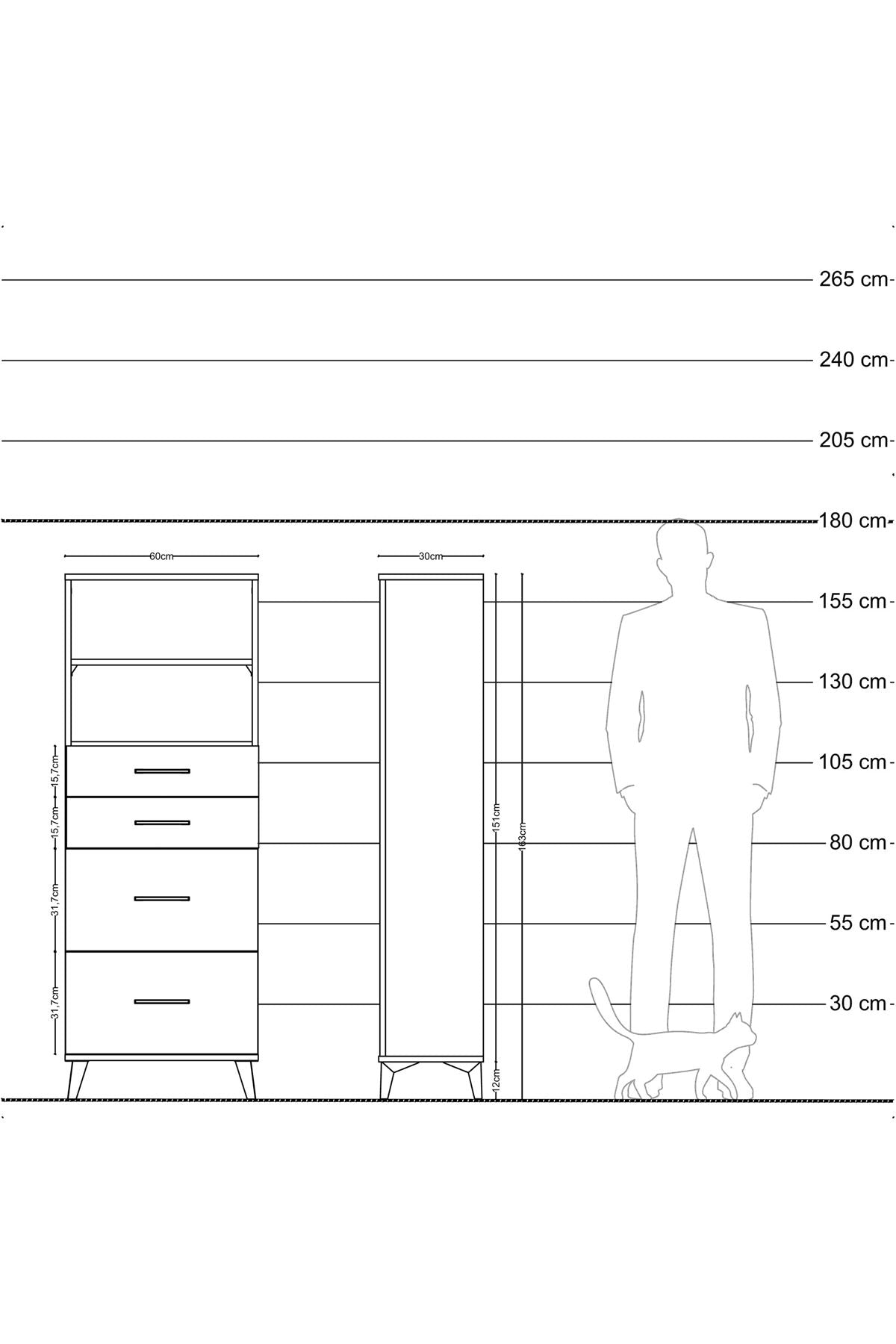 Arges Dolap 2 Raflı 4 Çekmeceli 60x30x163 Aytaşı-Aytaşı