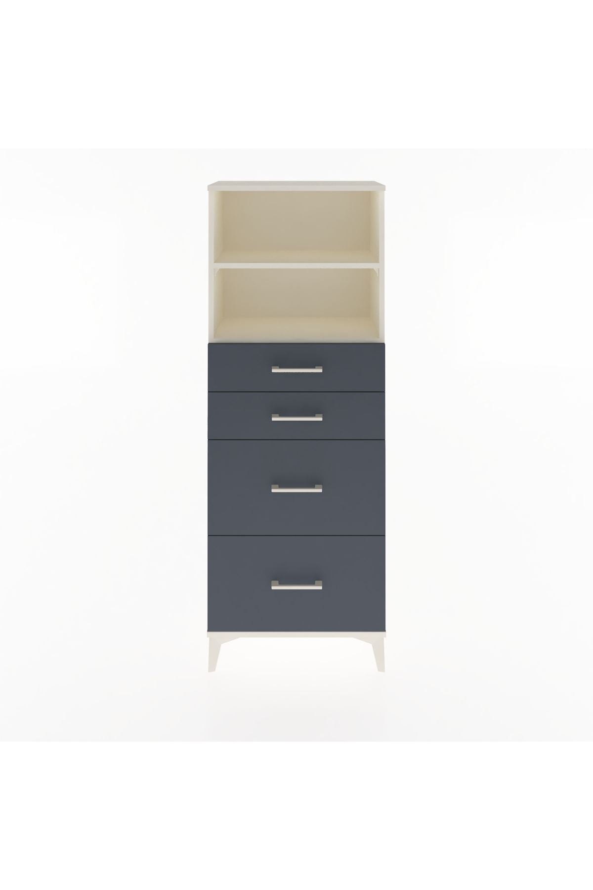 Arges Dolap 2 Raflı 4 Çekmeceli 60x30x163 Aytaşı-Antrasit