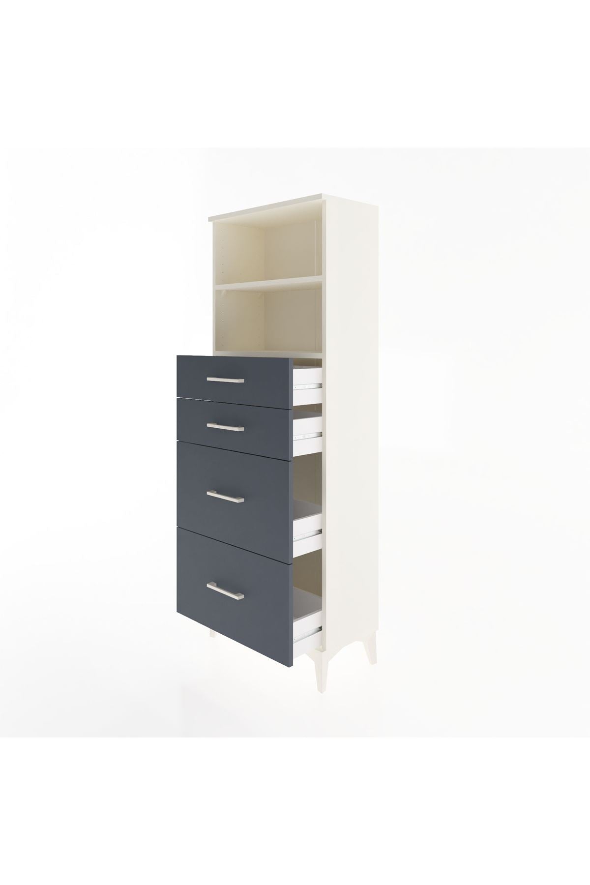 Arges Dolap 2 Raflı 4 Çekmeceli 60x30x163 Aytaşı-Antrasit