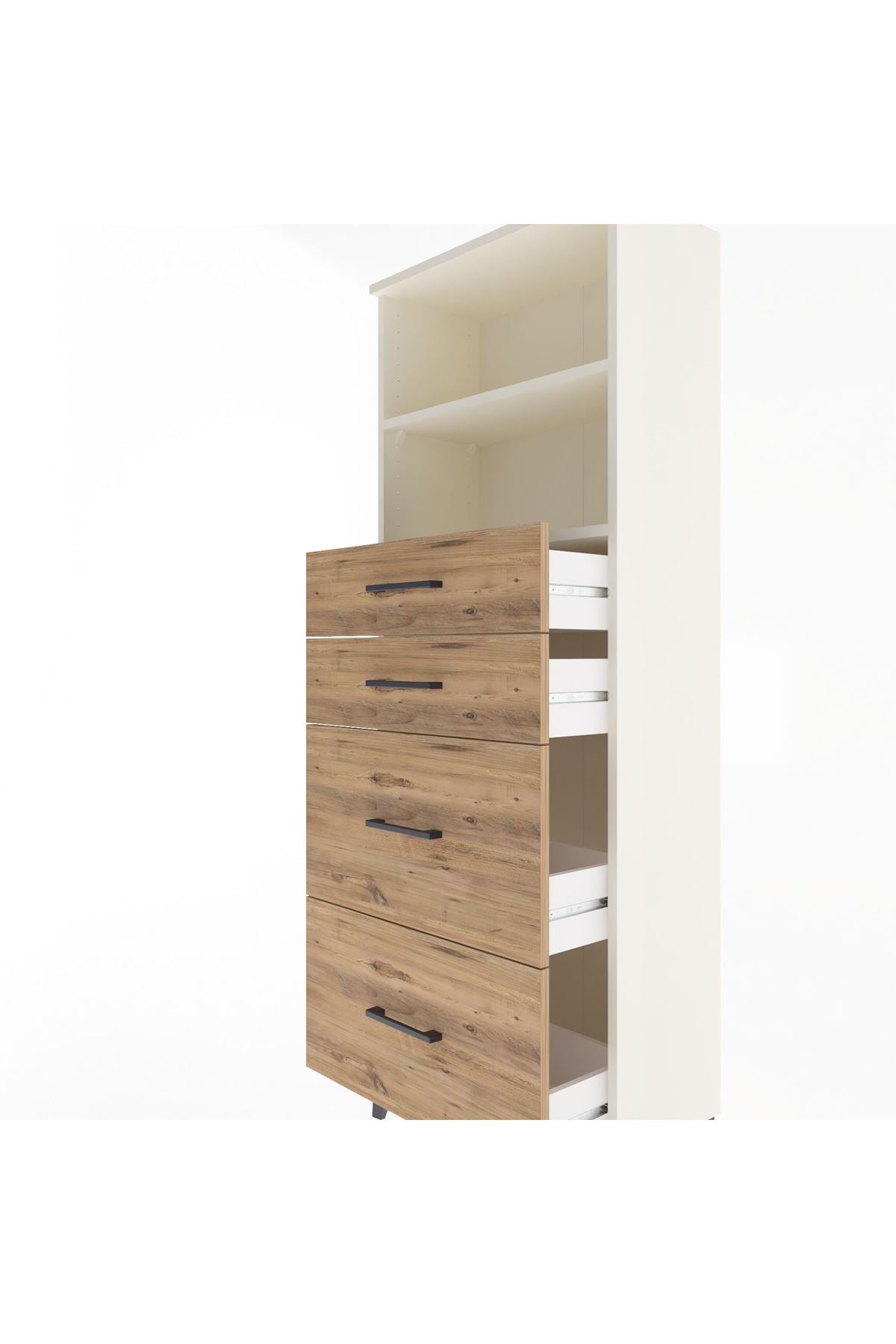 Arges Dolap 2 Raflı 4 Çekmeceli 60x30x163 Aytaşı-Çam