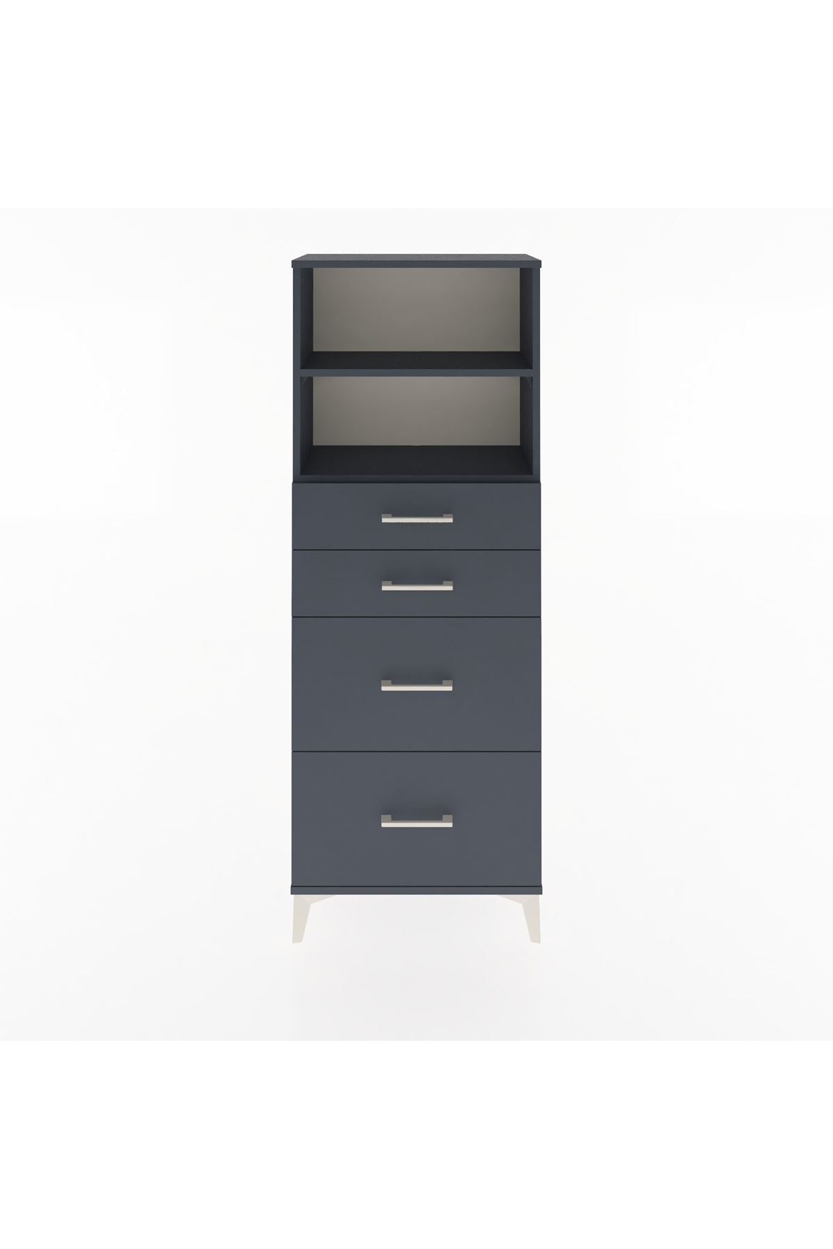 Arges Dolap 2 Raflı 4 Çekmeceli 60x30x163 Antrasit-Antrasit