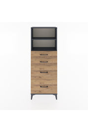 Arges Dolap 2 Raflı 4 Çekmeceli 60x30x163 Antrasit-Çam