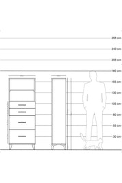 Arges Dolap 2 Raflı 4 Çekmeceli 60x30x163 Antrasit-Çam