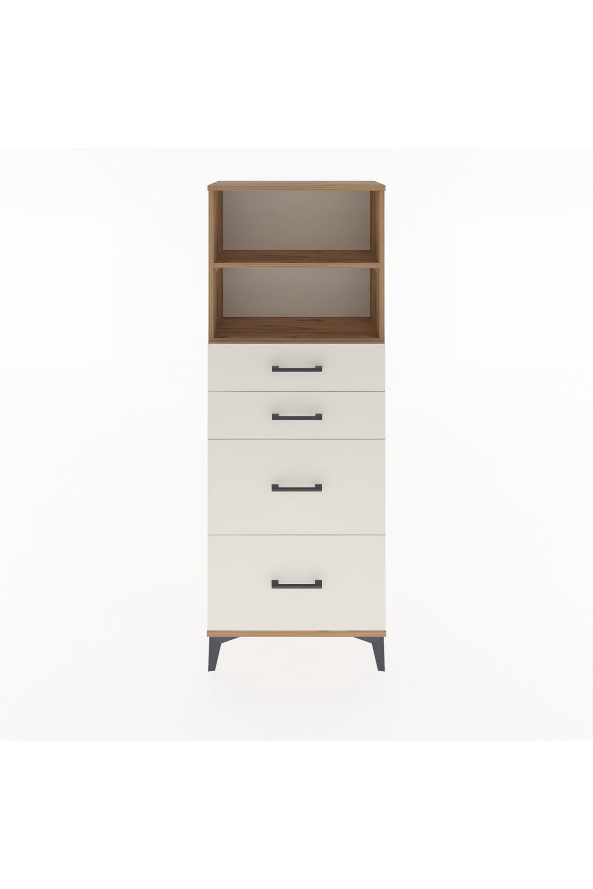 Arges Dolap 2 Raflı 4 Çekmeceli 60x30x163 Çam-Aytaşı