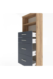 Arges Dolap 2 Raflı 4 Çekmeceli 60x30x163 Çam-Antrasit