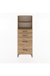 Arges Dolap 2 Raflı 4 Çekmeceli 60x30x163 Çam-Çam