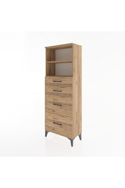 Arges Dolap 2 Raflı 4 Çekmeceli 60x30x163 Çam-Çam