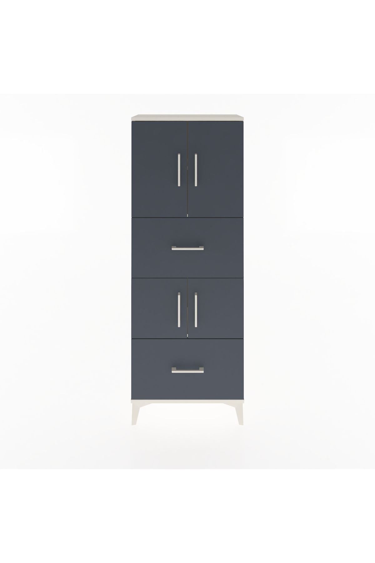 Arges Dolap 3 Raflı 2 Çekmeceli 4 Kapaklı 60x30x163 Aytaşı-Antrasit