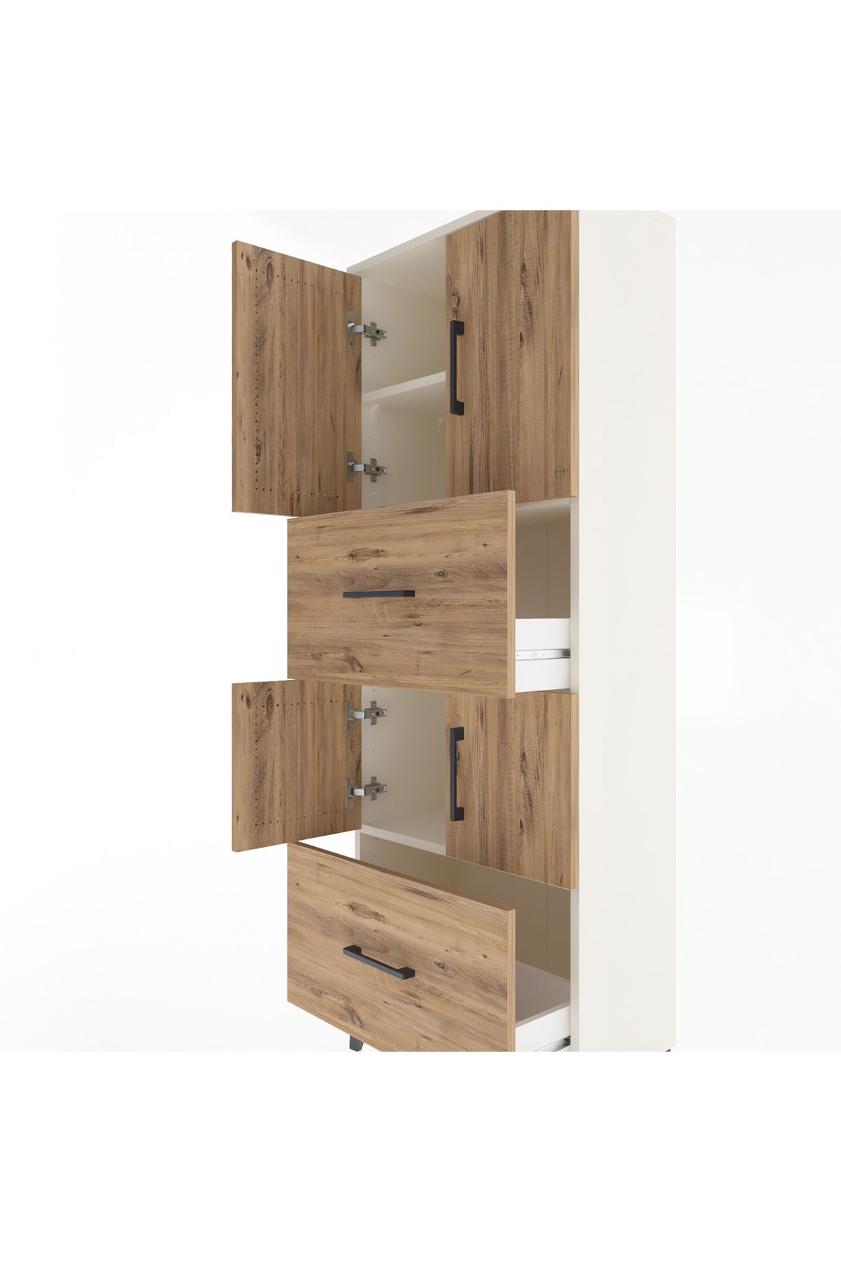 Arges Dolap 3 Raflı 2 Çekmeceli 4 Kapaklı 60x30x163 Aytaşı-Çam