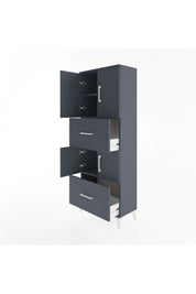 Arges Dolap 3 Raflı 2 Çekmeceli 4 Kapaklı 60x30x163 Antrasit-Antrasit