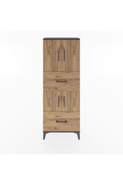 Arges Dolap 3 Raflı 2 Çekmeceli 4 Kapaklı 60x30x163 Antrasit-Çam