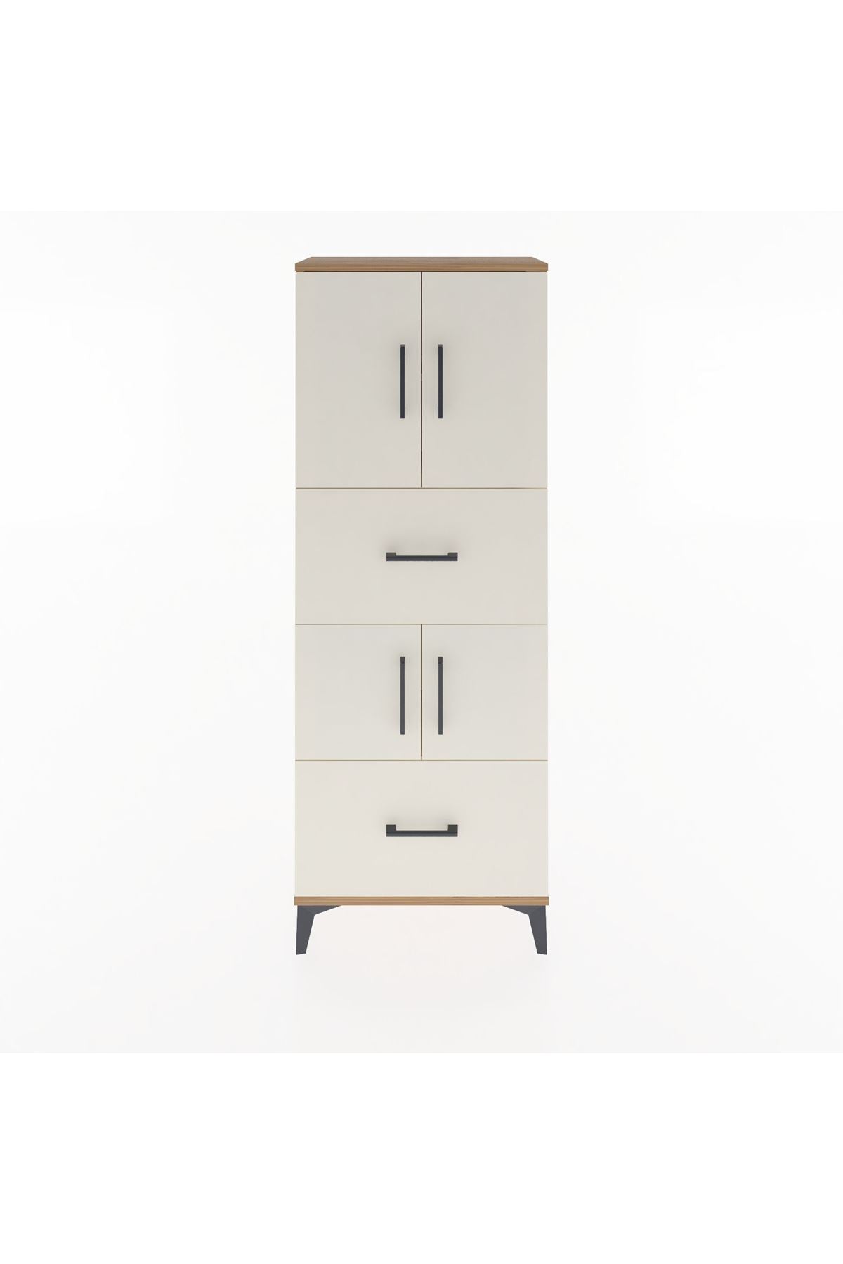 Arges Dolap 3 Raflı 2 Çekmeceli 4 Kapaklı 60x30x163 Çam-Aytaşı