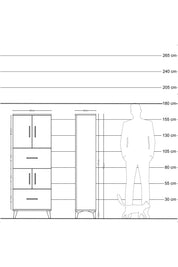 Arges Dolap 3 Raflı 2 Çekmeceli 4 Kapaklı 60x30x163 Antrasit-Çam