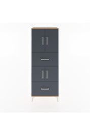 Arges Dolap 3 Raflı 2 Çekmeceli 4 Kapaklı 60x30x163 Çam-Antrasit