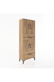 Arges Dolap 3 Raflı 2 Çekmeceli 4 Kapaklı 60x30x163 Çam-Çam