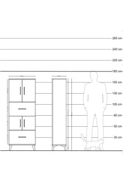 Arges Dolap 3 Raflı 2 Çekmeceli 4 Kapaklı 60x30x163 Çam-Çam