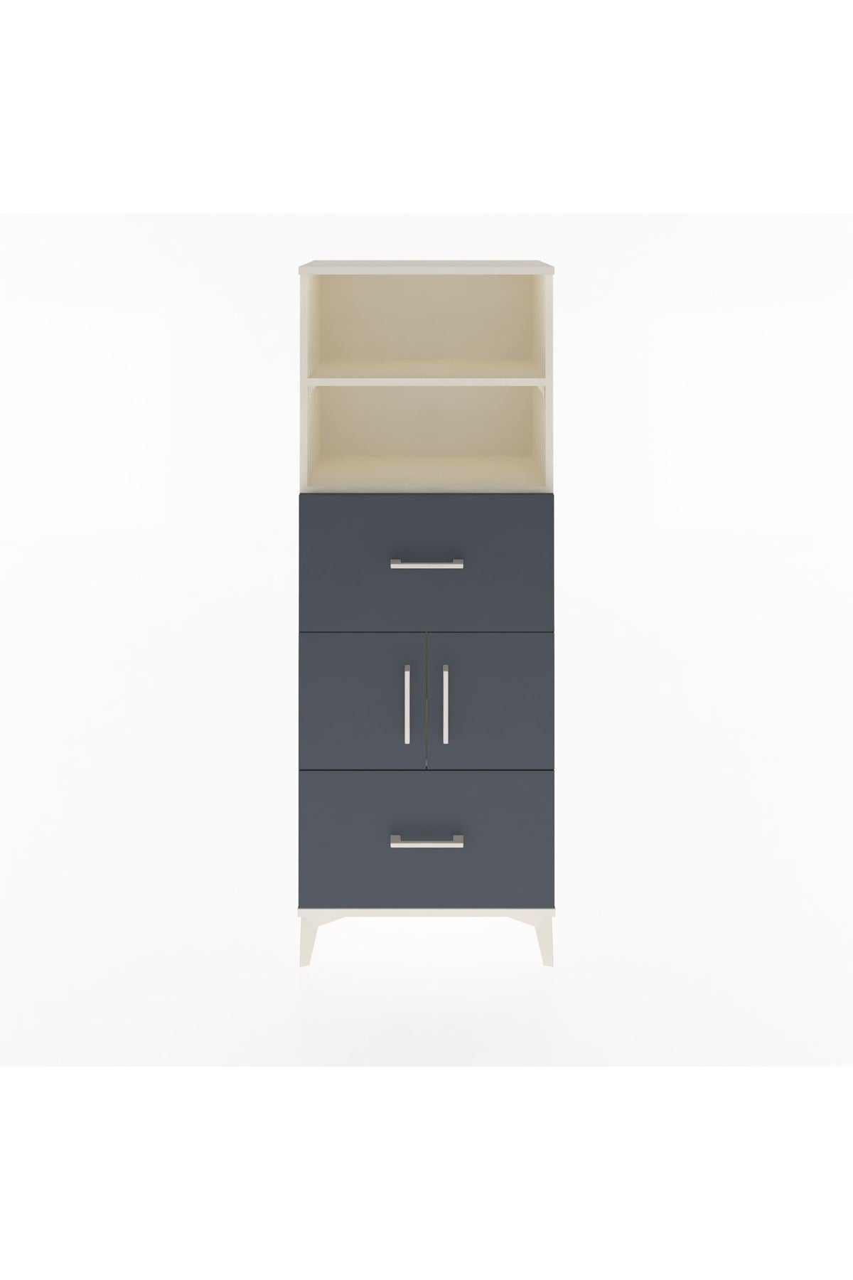 Arges Dolap 3 Raflı 2 Çekmeceli 2 Kapaklı 60x30x163 Aytaşı-Antrasit