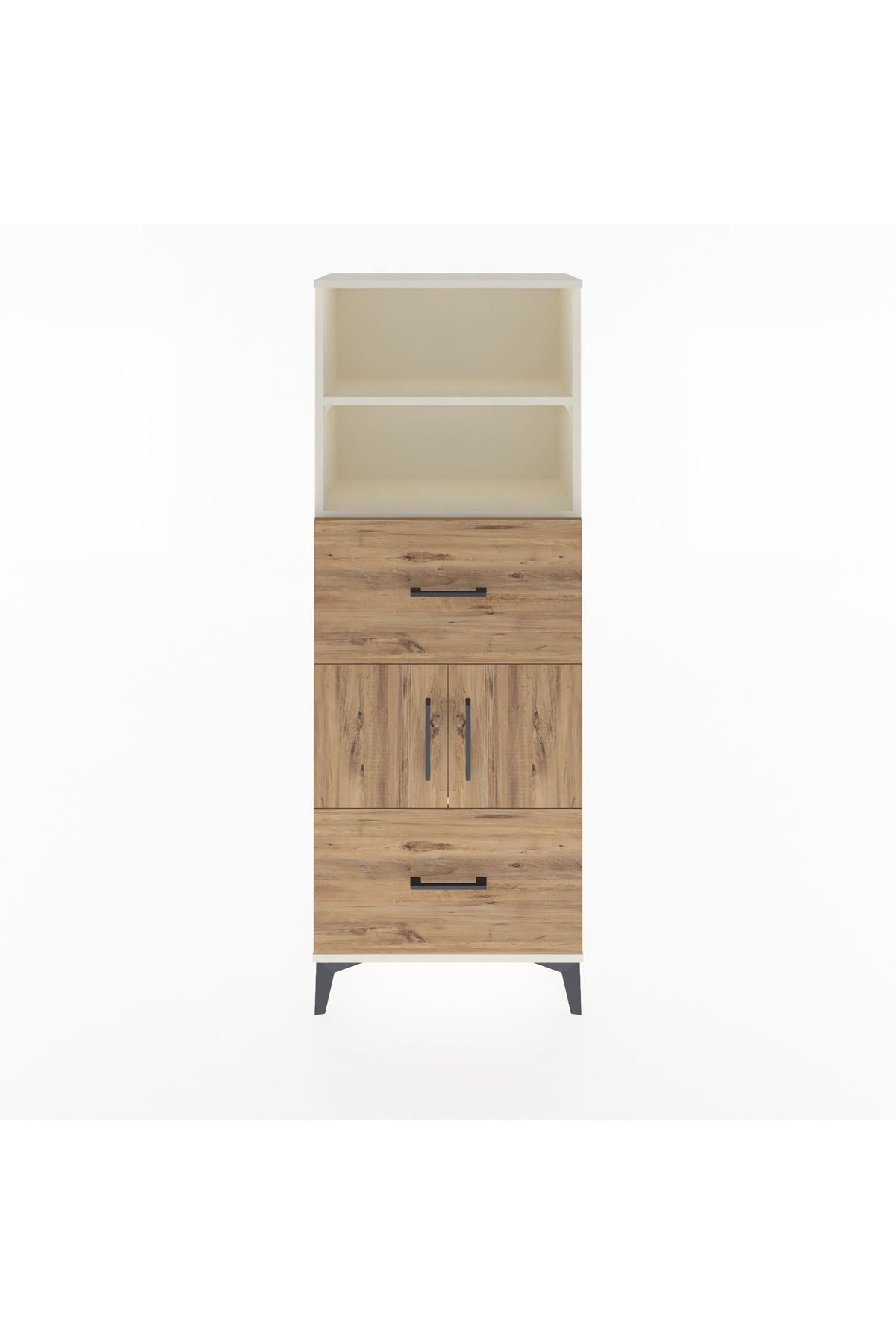 Arges Dolap 3 Raflı 2 Çekmeceli 2 Kapaklı 60x30x163 Aytaşı-Çam