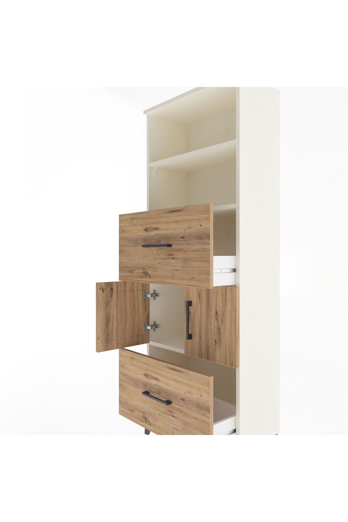 Arges Dolap 3 Raflı 2 Çekmeceli 2 Kapaklı 60x30x163 Aytaşı-Çam