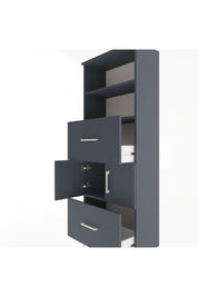 Arges Dolap 3 Raflı 2 Çekmeceli 2 Kapaklı 60x30x163 Antrasit-Antrasit